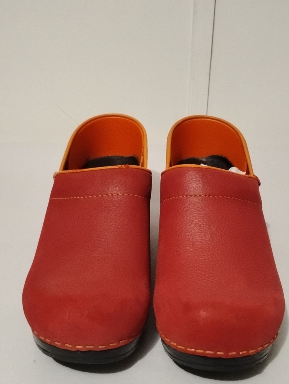 Sanita The Original Danish‎ Red Clogs with Orange Trim
